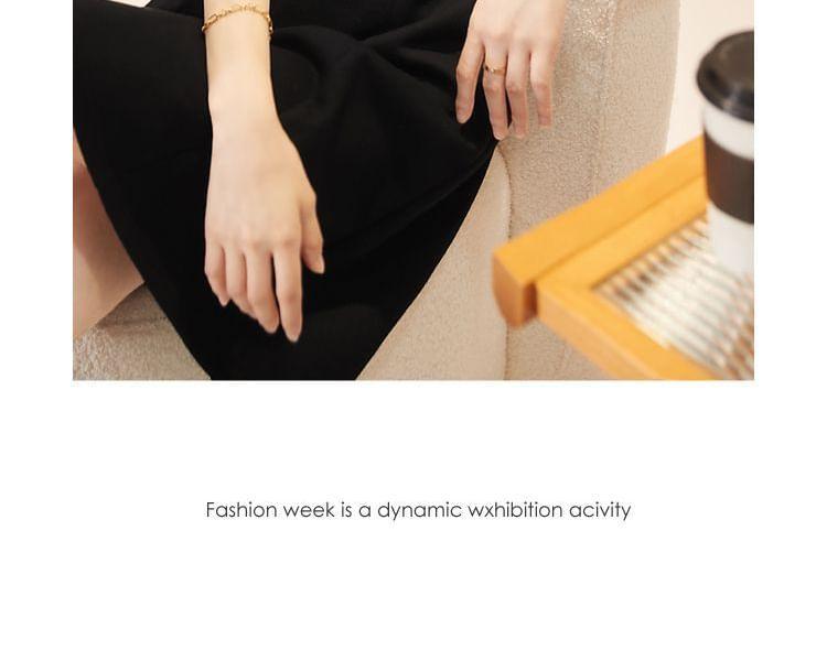 Long-Sleeve Collar Henley Two Tone A-Line Dress Product Image