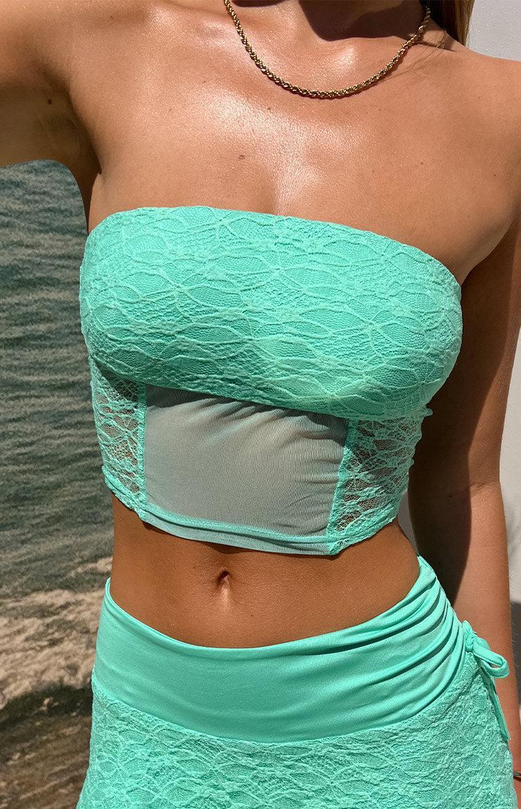 Stay Teal Lace Mini Skirt Girls Product Image