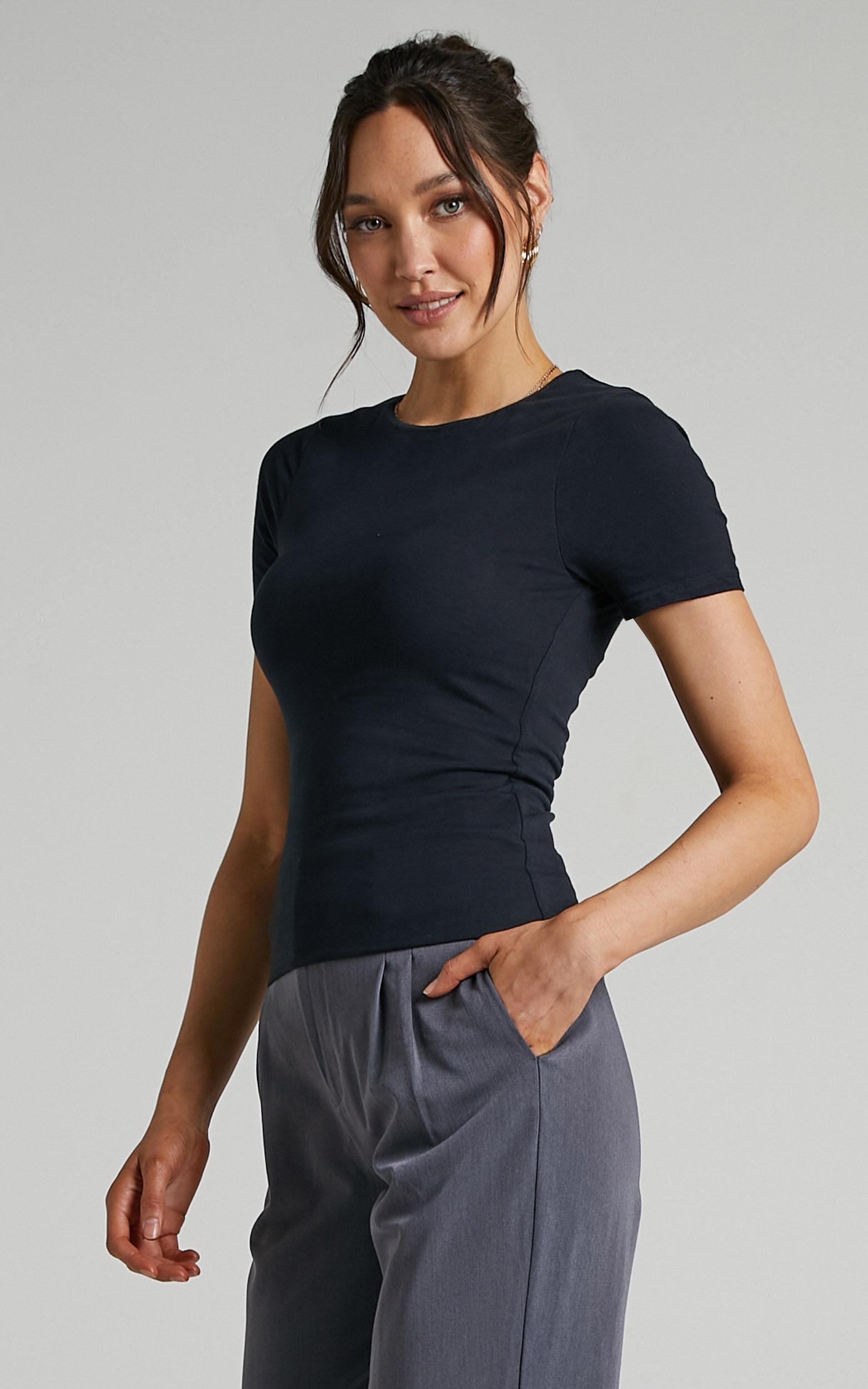 Alexie Tshirt - High Neckline Tshirt in Black Product Image
