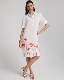 Linen Embroidered Palms Dress Product Image