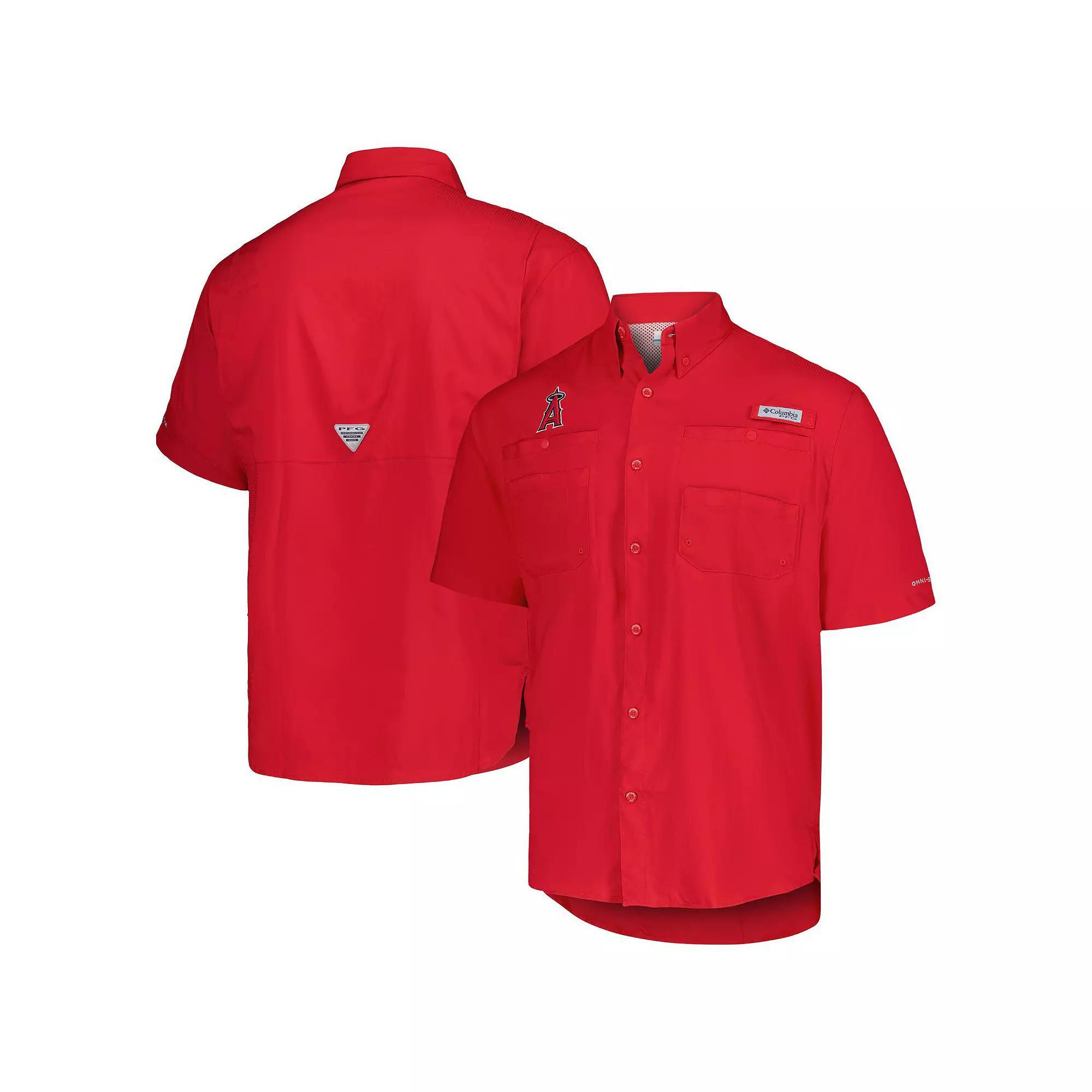 Men's Columbia Red Los Angeles Angels Tamiami Omni-Shade Button-Down Shirt, Size: Small Product Image