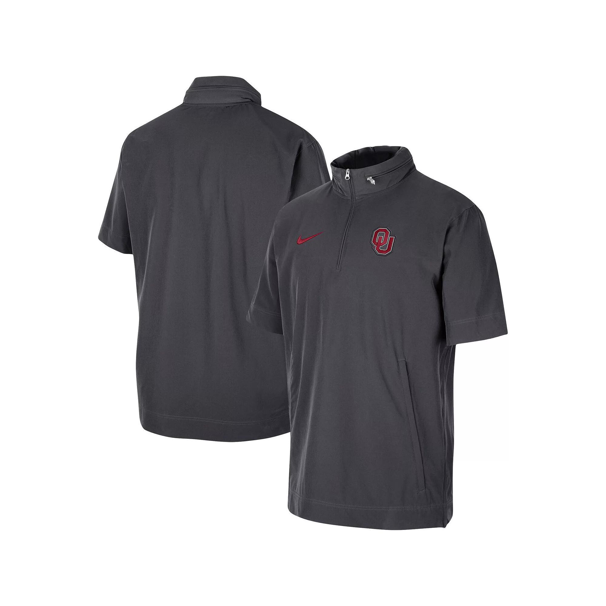Men's Nike Anthracite Oklahoma Sooners Coaches Half-Zip Short Sleeve Jacket, Size: Small, Grey Product Image