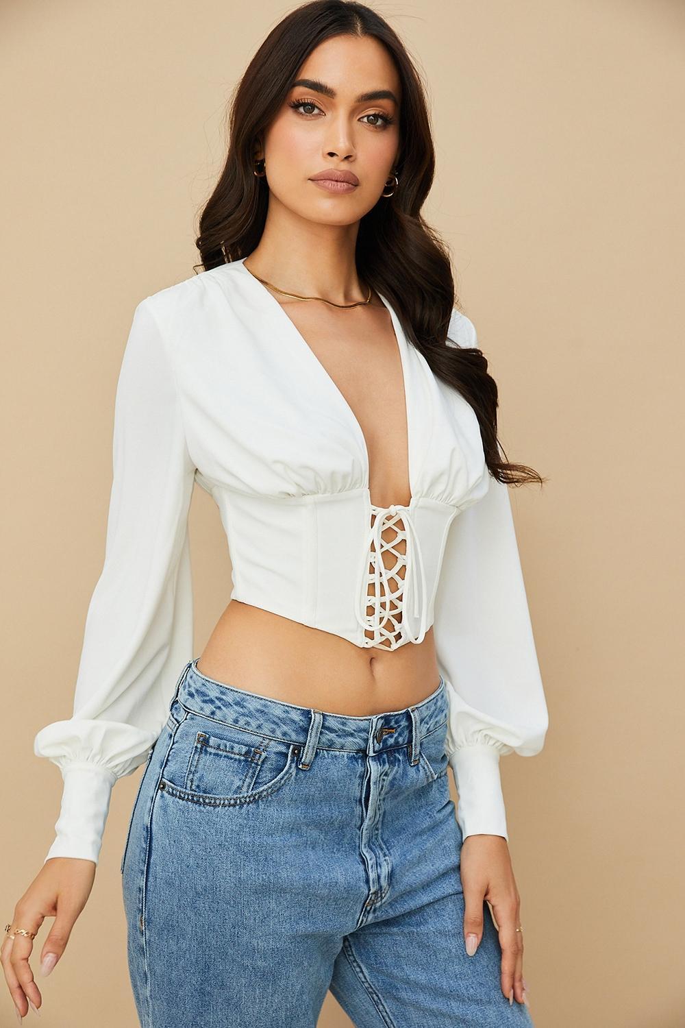 Mirabelle  white lace up corset - sale Product Image