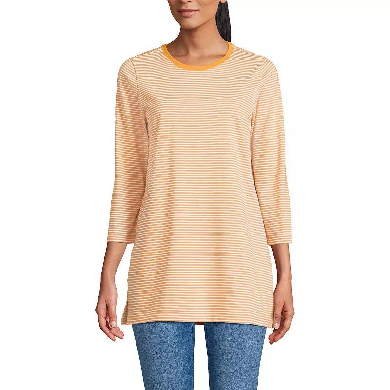 Women's Lands' End Supima Cotton Crewneck Tunic, Size: XL, Purple Stripe Product Image