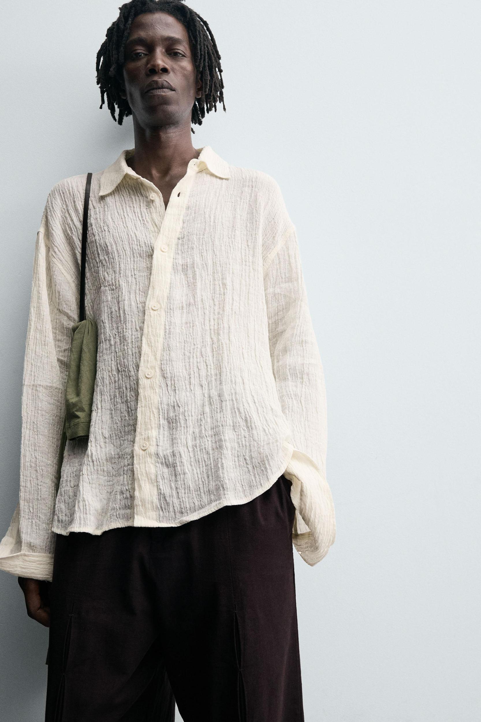 100% CRINKLED LINEN SHIRT Product Image
