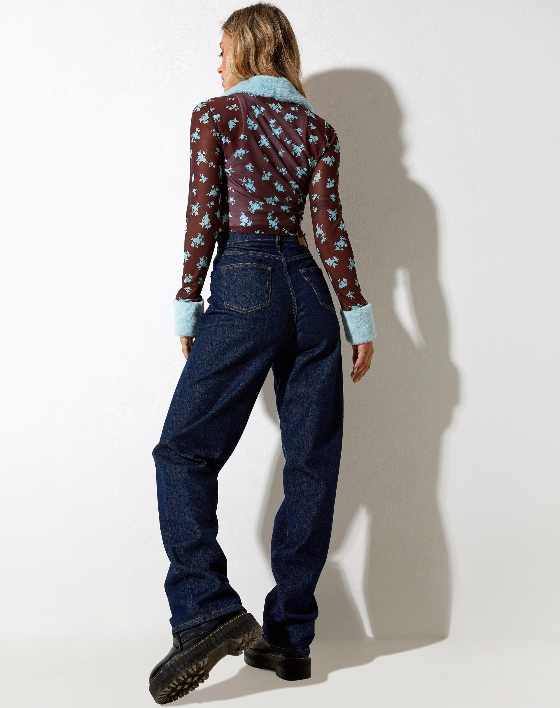 Lamaya Cardi in Femme Floral Blue and Brown Product Image