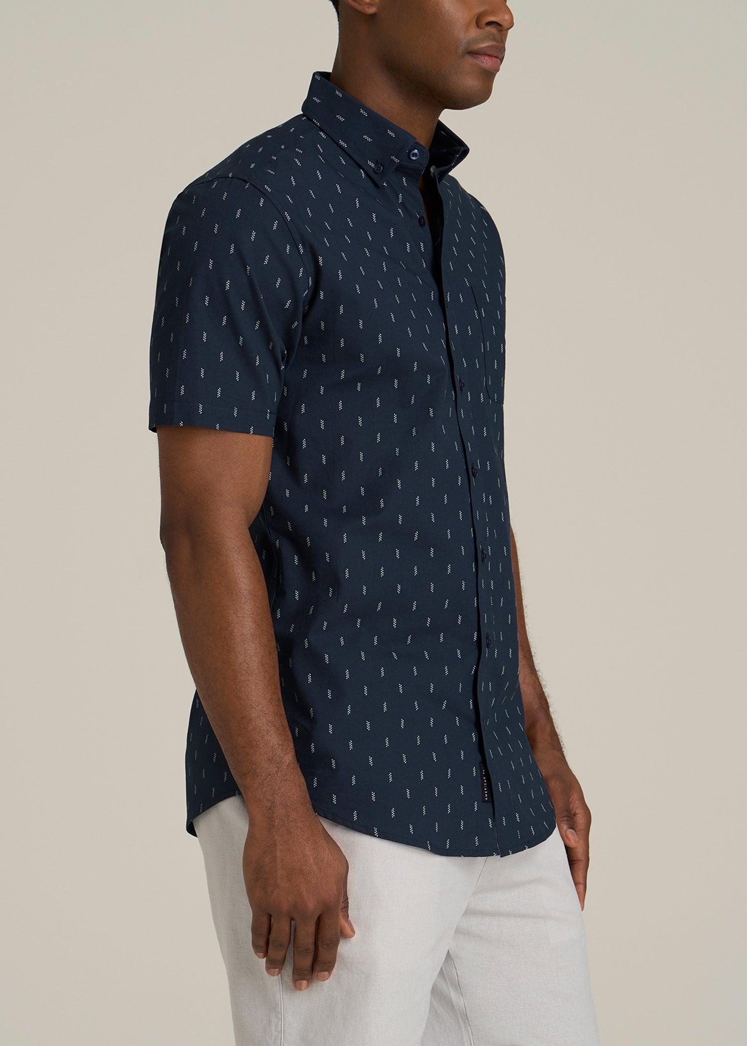 Short Sleeve Shirt for Tall Men in Navy Arrow Print Product Image