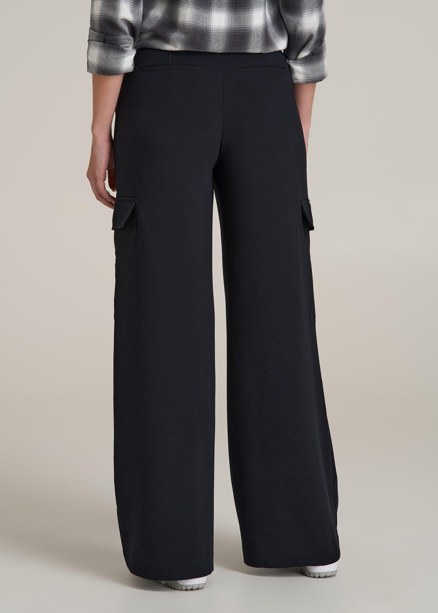 Cargo Wide Leg Dress Pants for Tall Women in Black Product Image