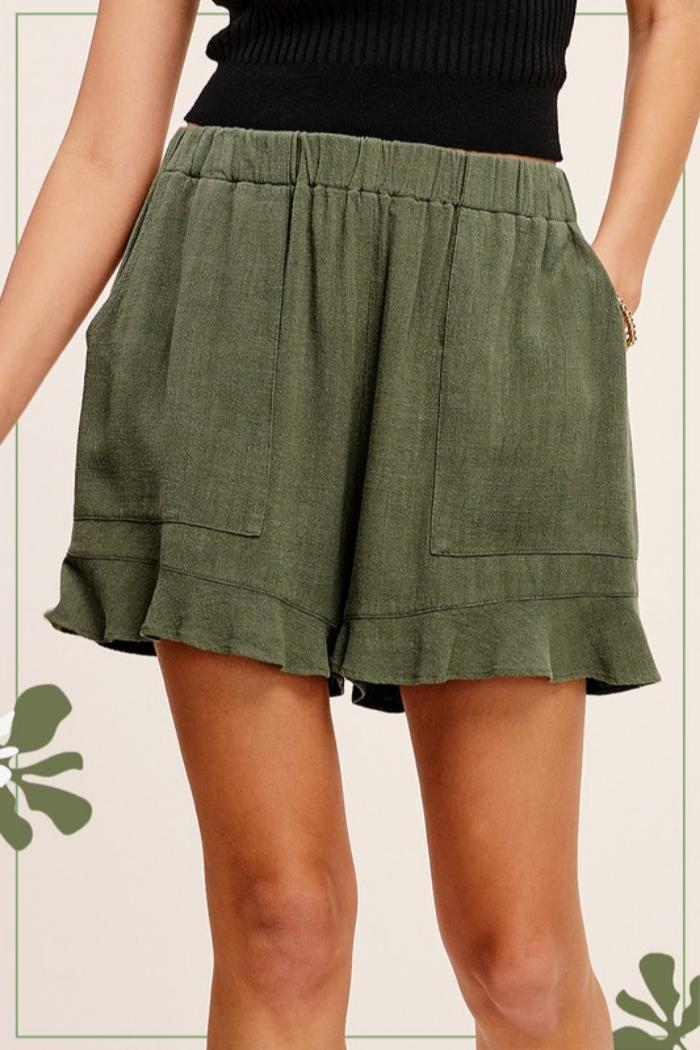 Flared Hem Shorts With Pockets Product Image