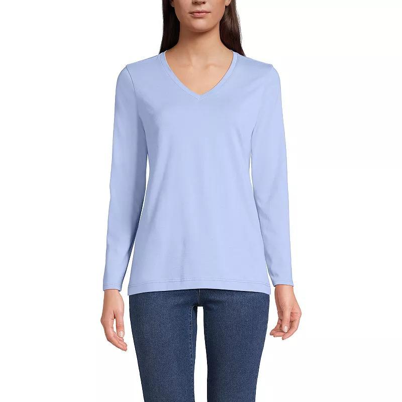 Petite Lands End Supima Cotton Relaxed V-Neck Tee, Womens Product Image
