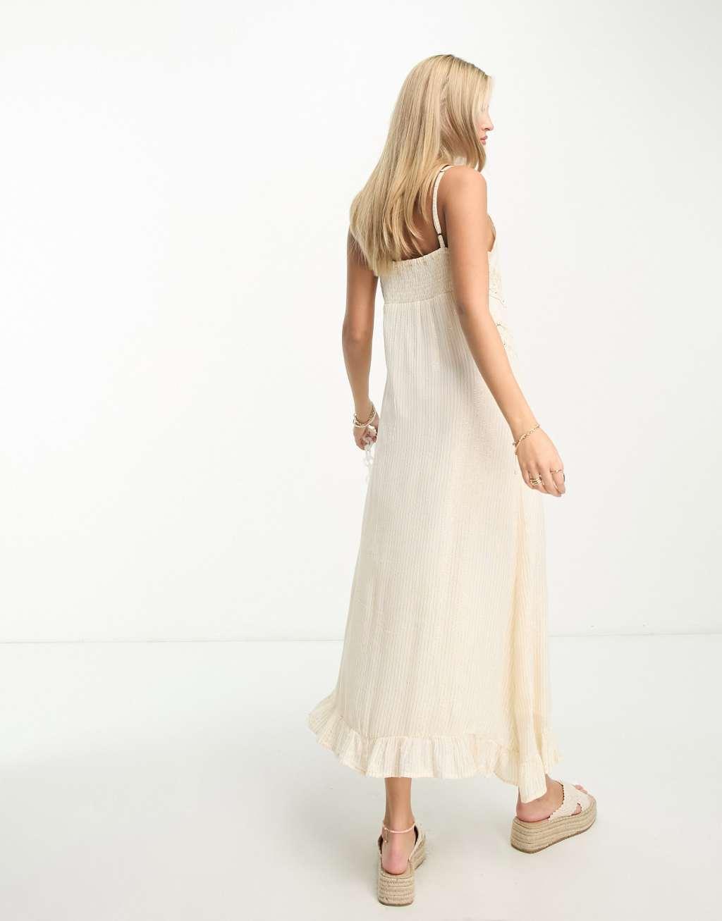 Raga Golden Rays lace slit front maxi slip dress Product Image