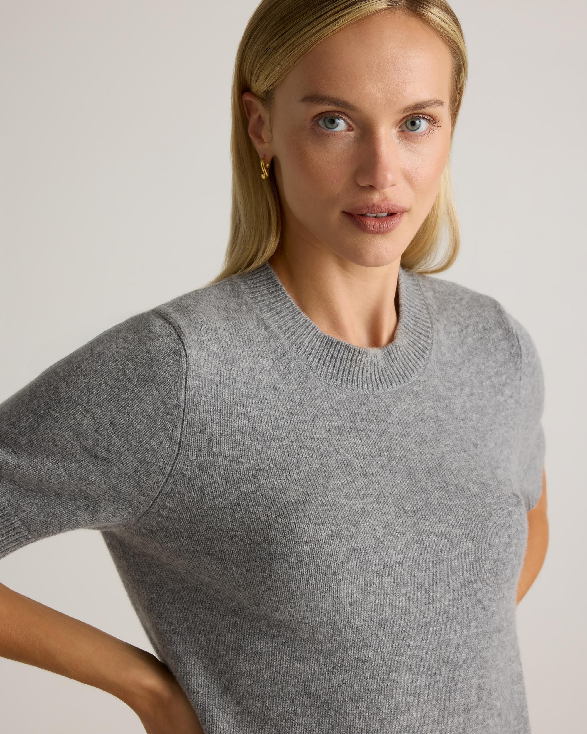 Quince | Women's Mongolian Cashmere Short Sleeve Mini Dress Size XL Product Image