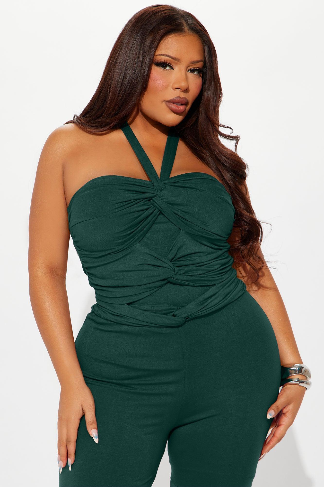 Never Going Back Jumpsuit - Hunter Green Product Image