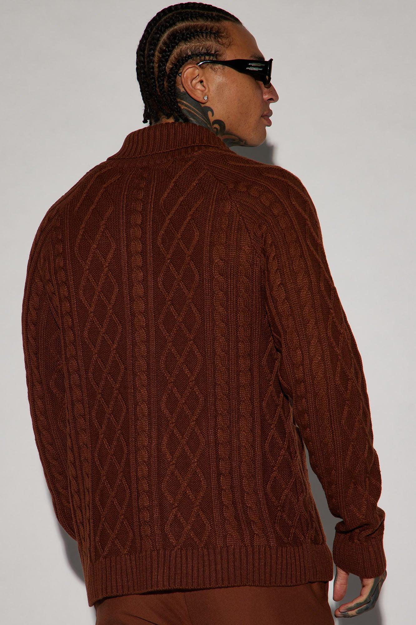 On Occasion Cable Knit Cardigan - Chocolate Product Image