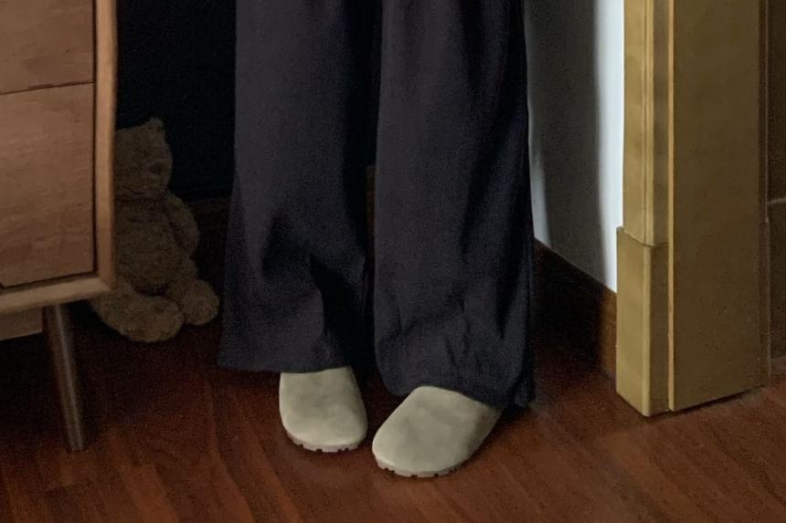 Elastic Waist Plain Corduroy Wide Leg Pants Product Image