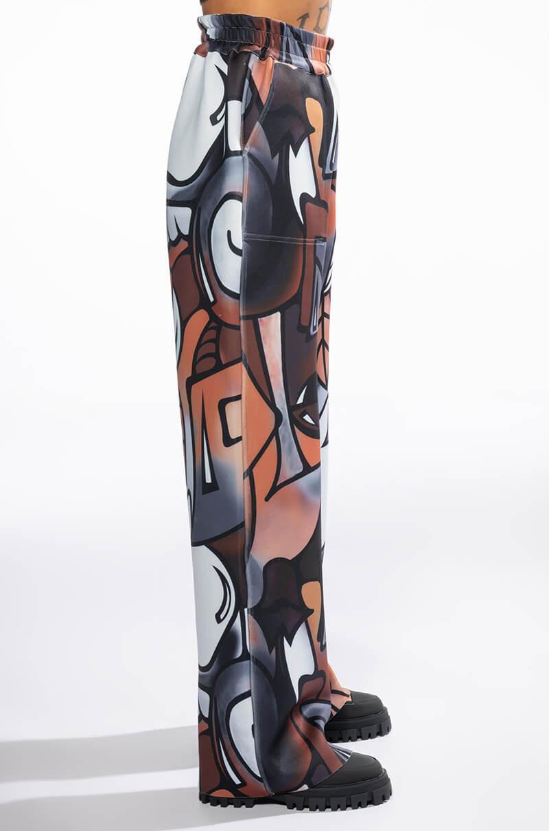 MAIN SQUEEZE PRINTED SCUBA WIDE LEG JOGGER Product Image