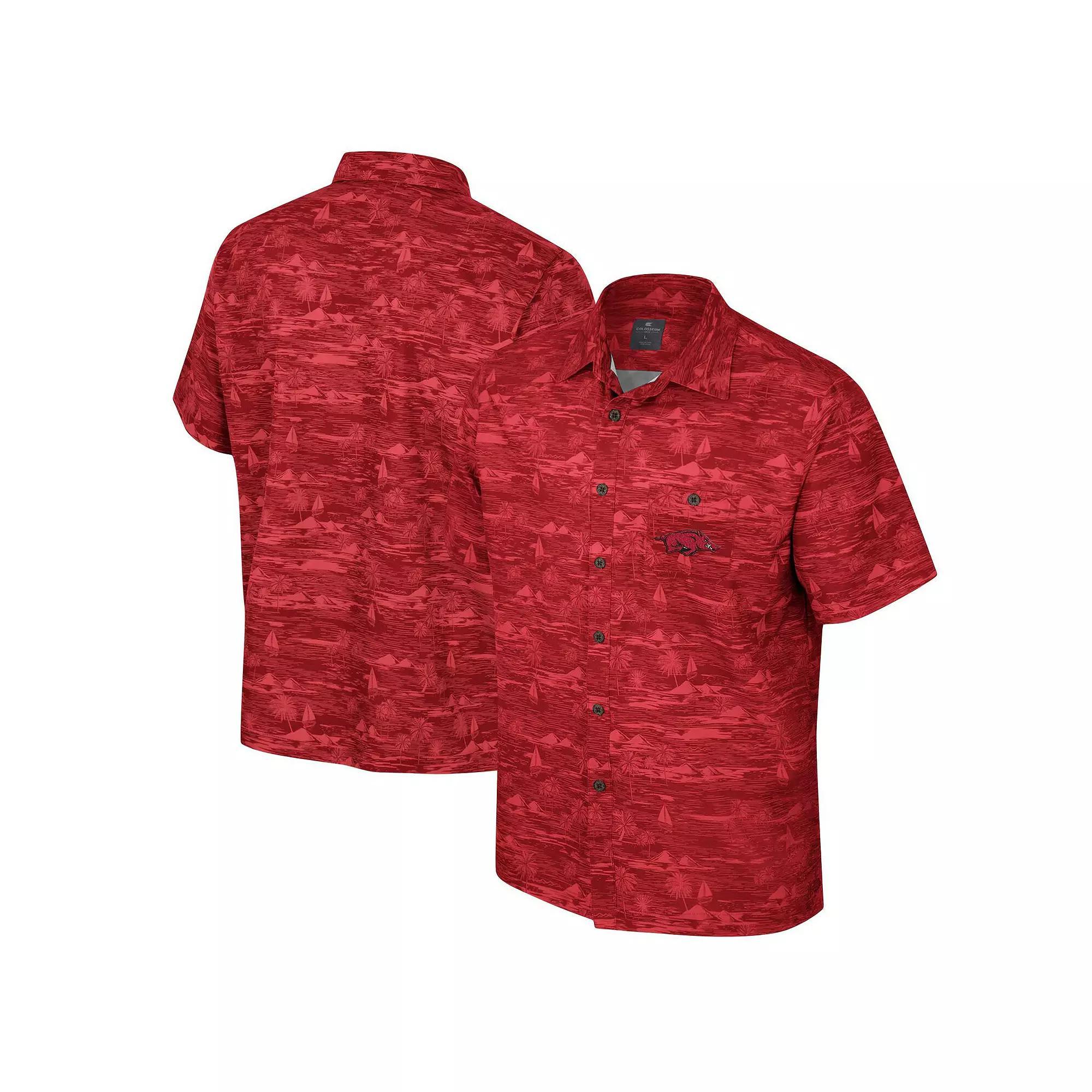 Men's Colosseum Cardinal Arkansas Razorbacks Ozark Button-Up Shirt, Size: Medium, Red Product Image