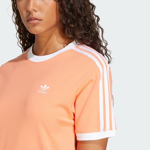 adidas 3-Stripes Tee Semi Coral XS Womens Product Image