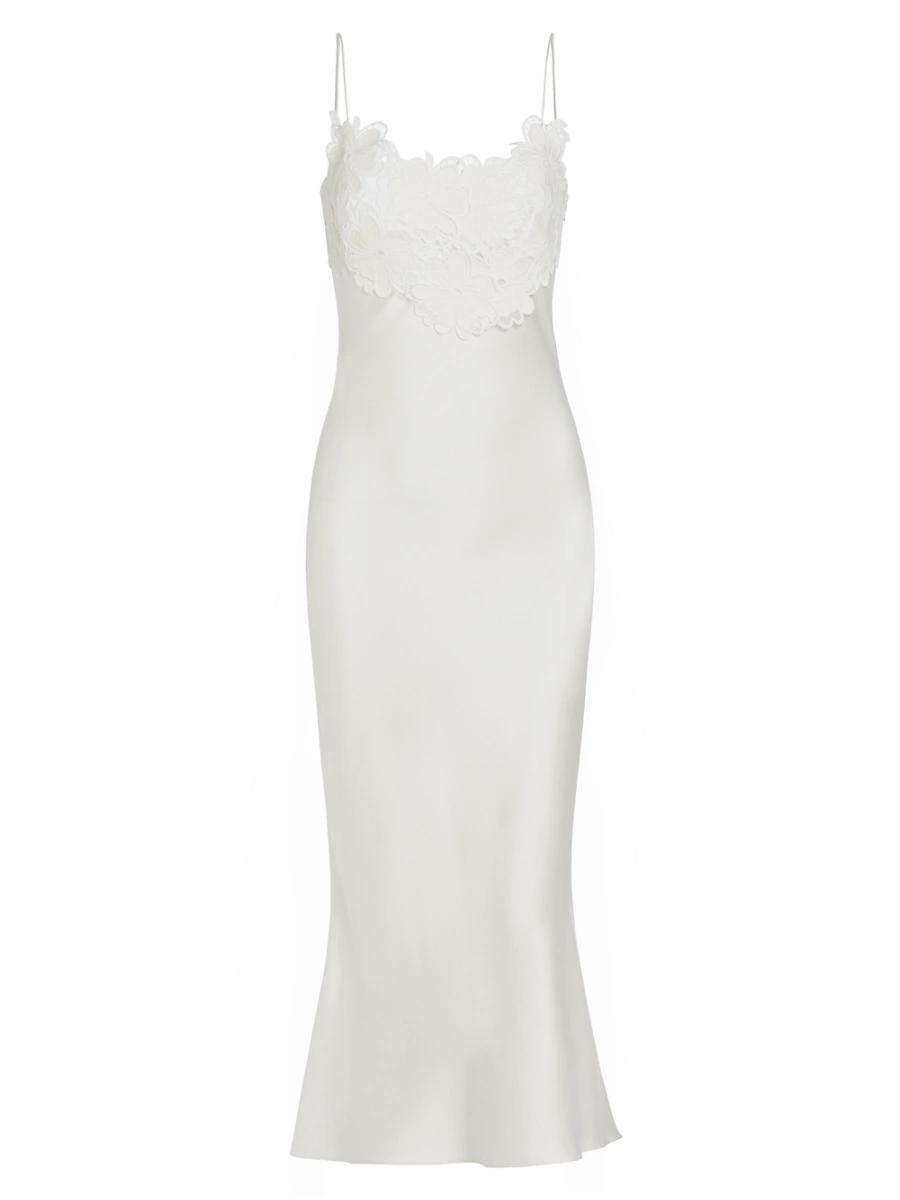 Womens Elora Embroidered Satin Midi-Dress Product Image