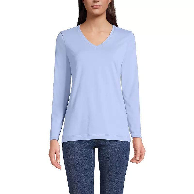 Petite Lands End Supima Cotton Relaxed V-Neck Tee, Womens Product Image