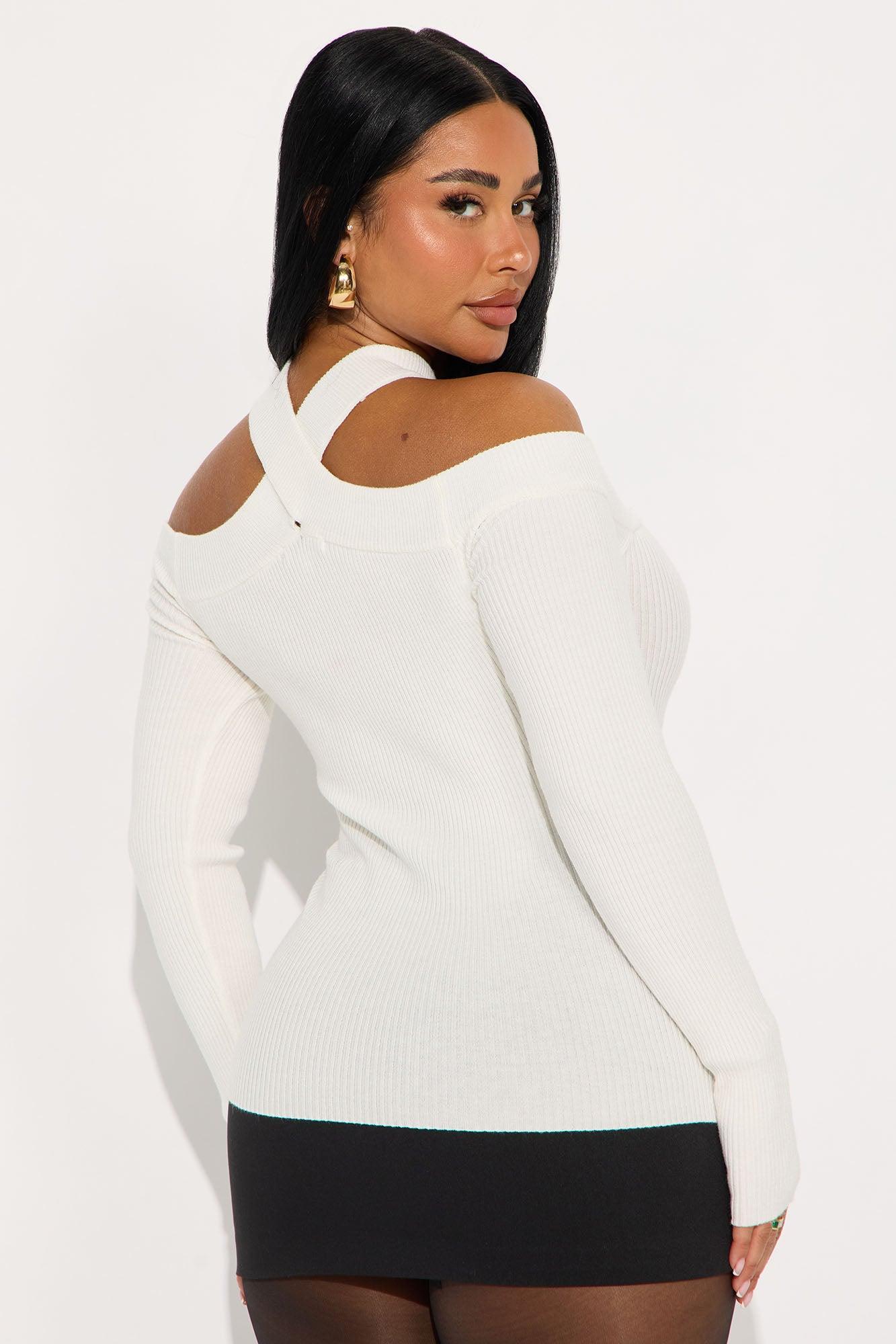 Cross My Heart Off Shoulder Sweater - Off White Product Image