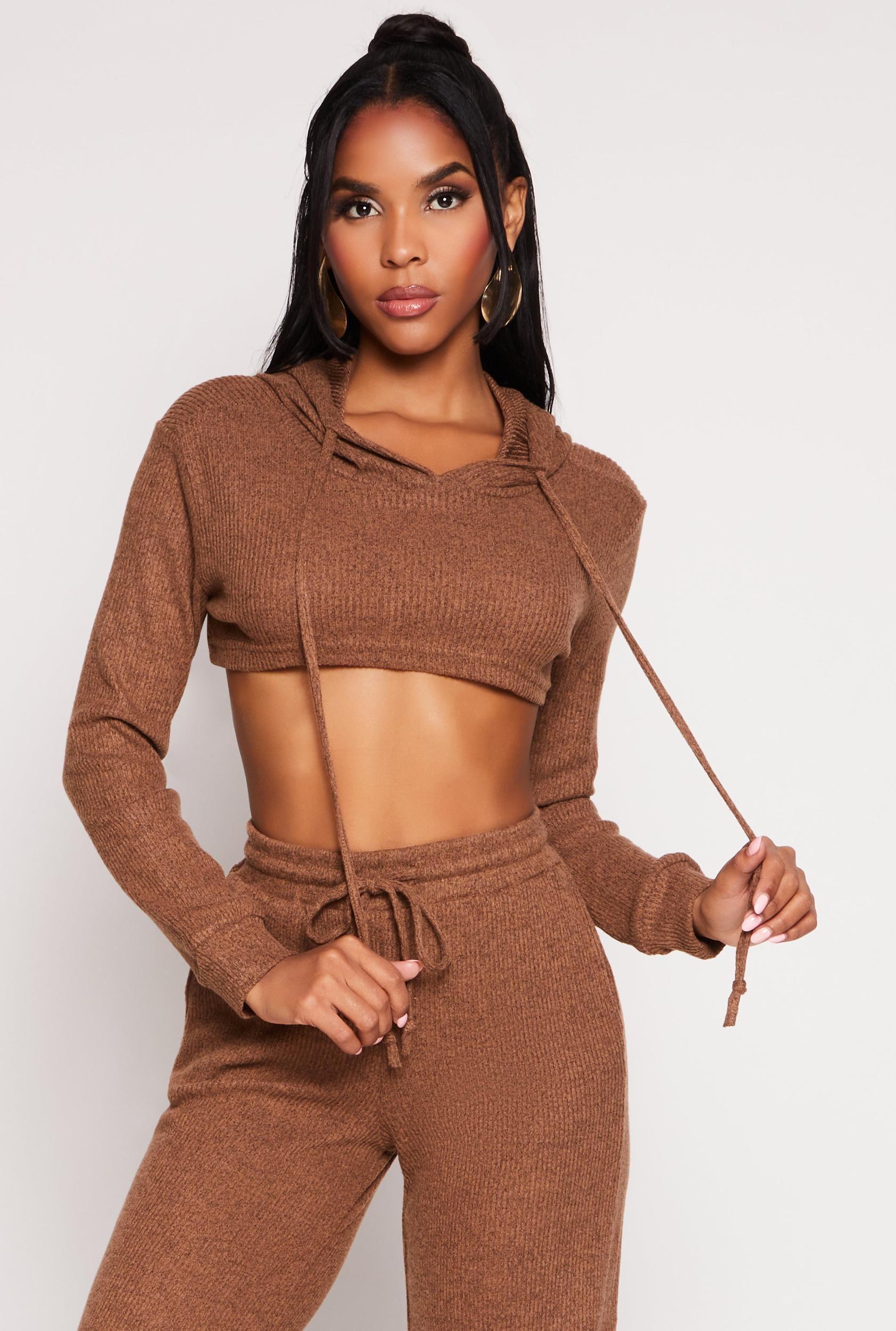 Womens Daisy Ribbed Knit Hooded Shrug Product Image