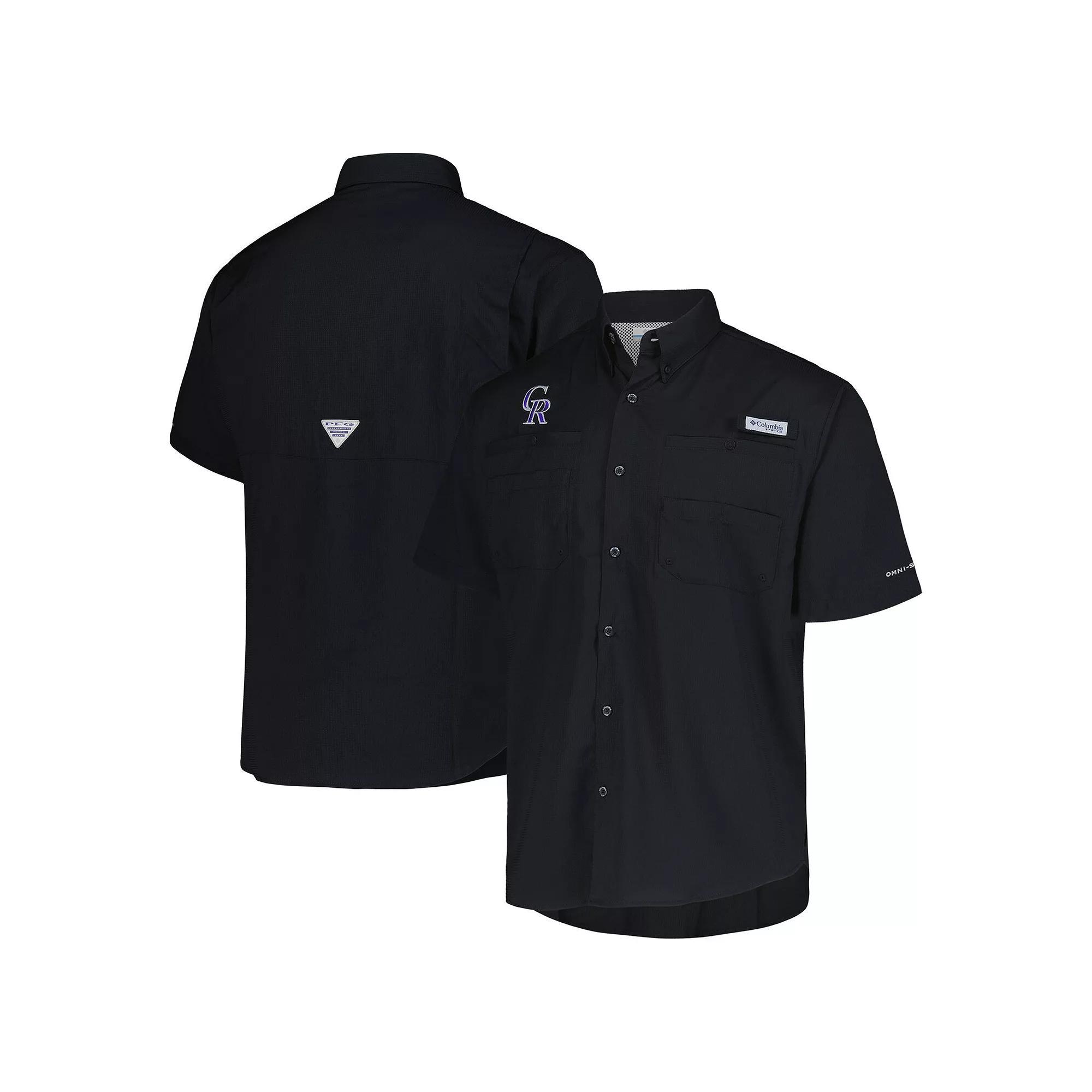Men's Columbia Black Colorado Rockies Tamiami Omni-Shade Button-Down Shirt, Size: Medium Product Image
