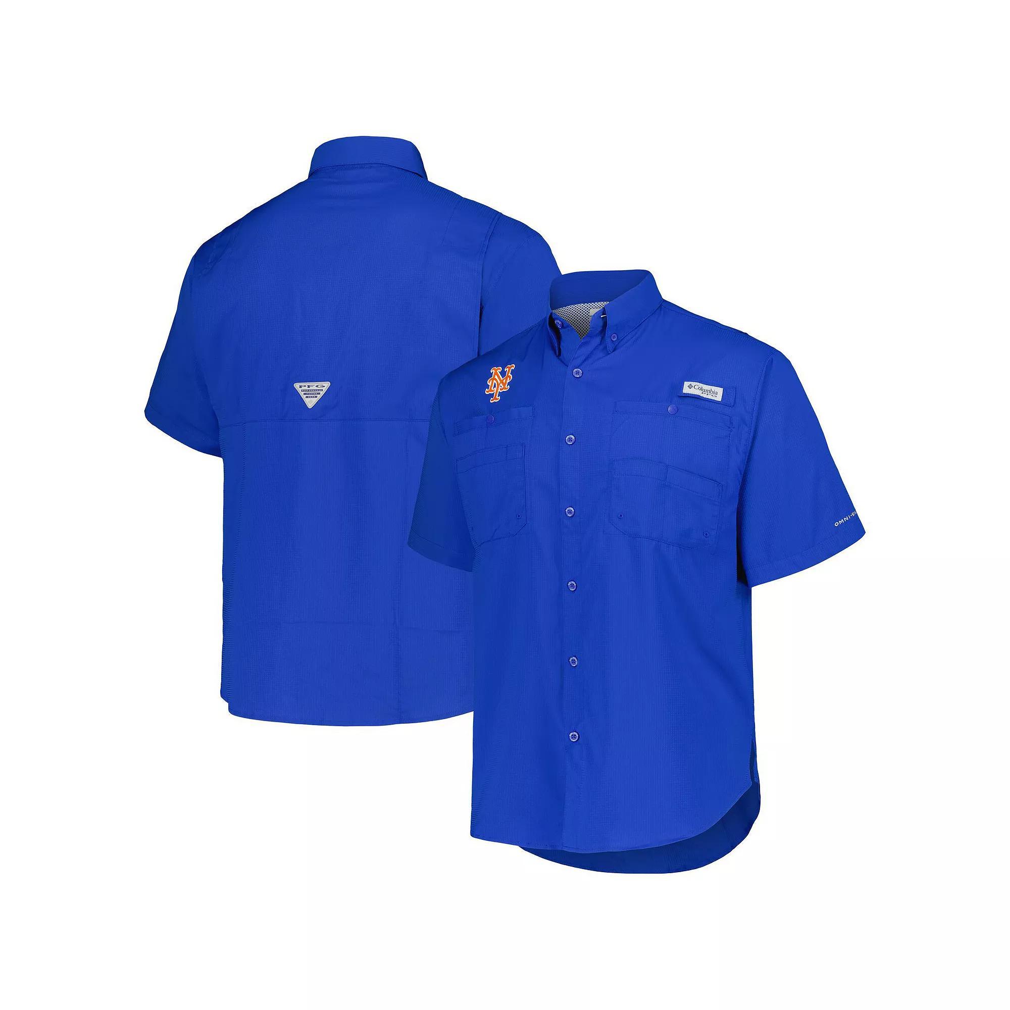 Men's Columbia Royal New York Mets Tamiami Omni-Shade Button-Down Shirt, Size: Small, Blue Product Image