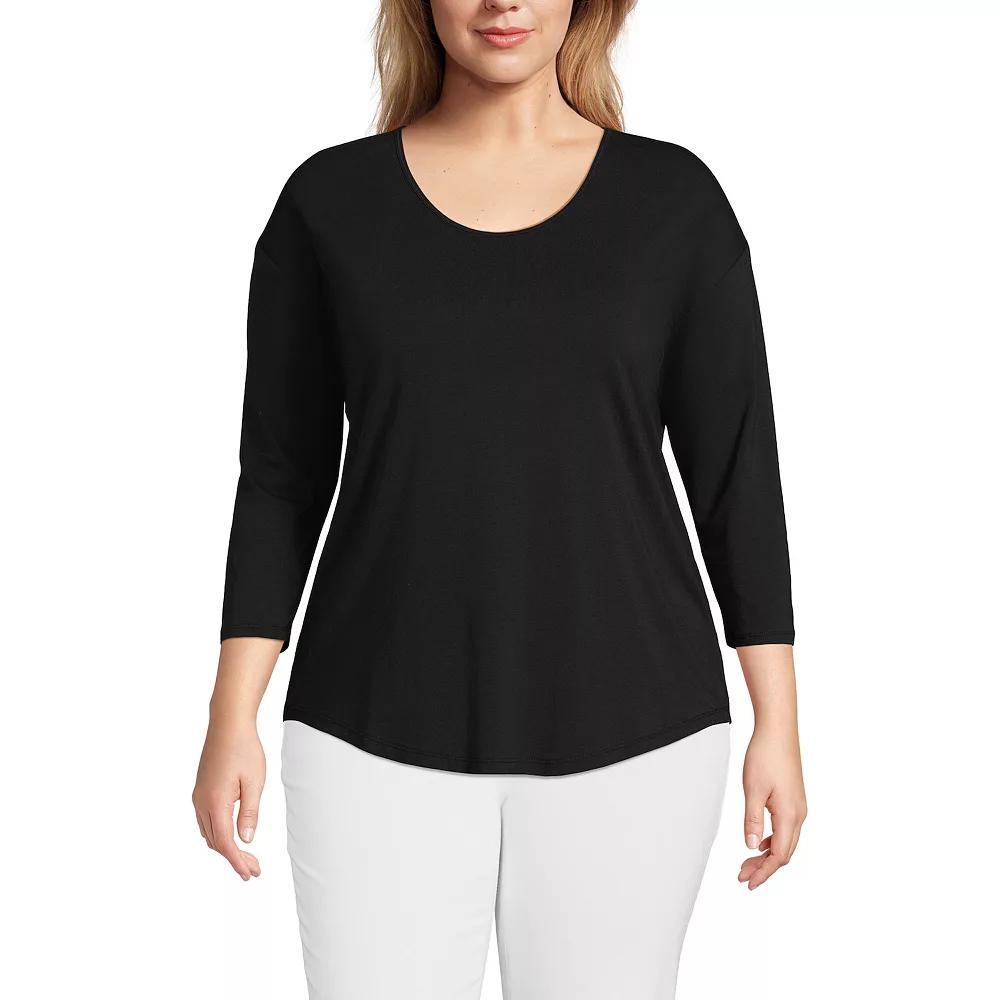 Plus Size Lands' End 3/4 Sleeve Lightweight Jersey Tunic, Women's, Size: 2XL, Pink Rouge Product Image