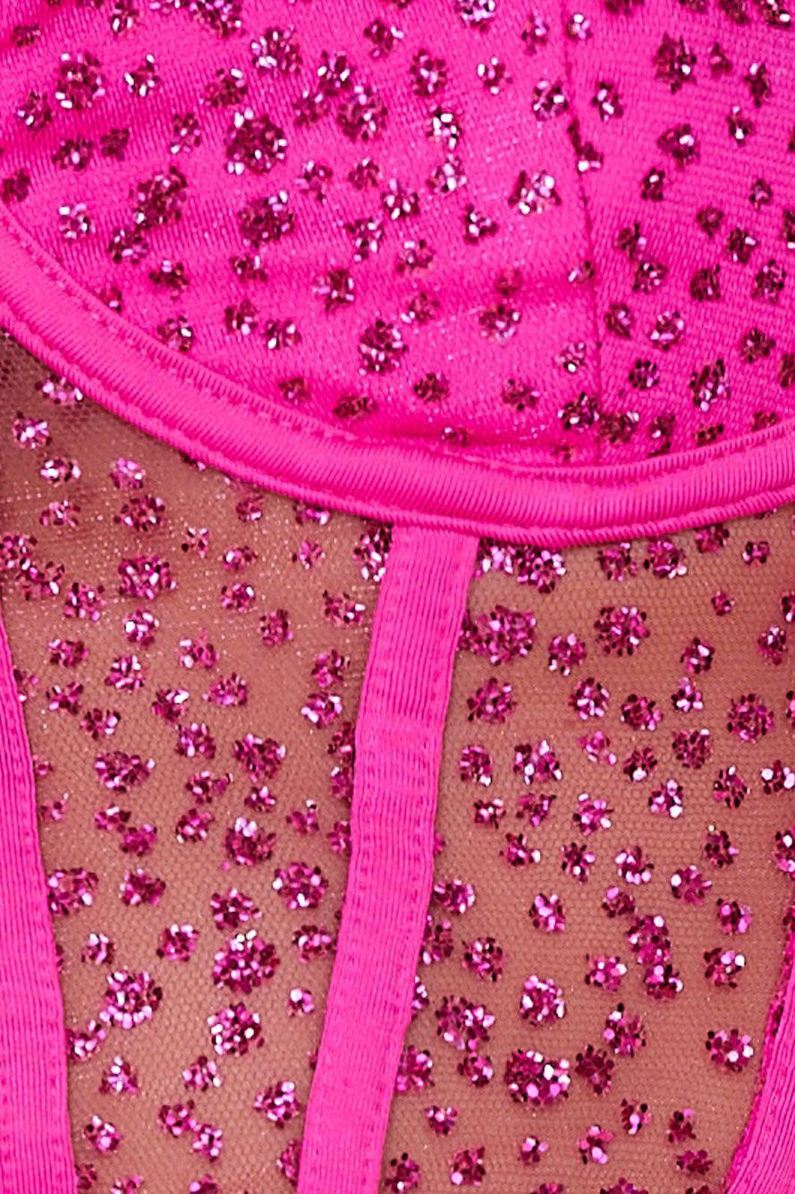 She's Dazzling Crop Top Hot Pink Product Image