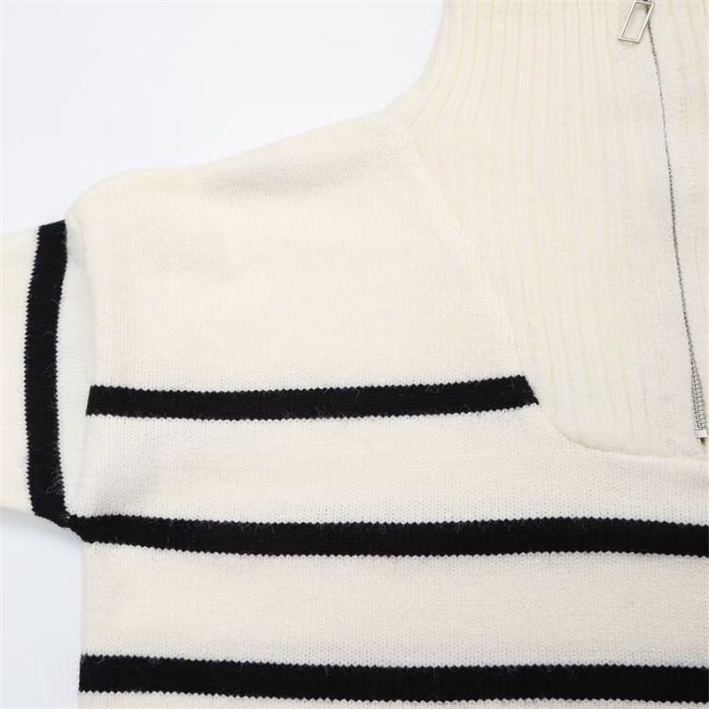 Half-Zip Striped Sweater Product Image