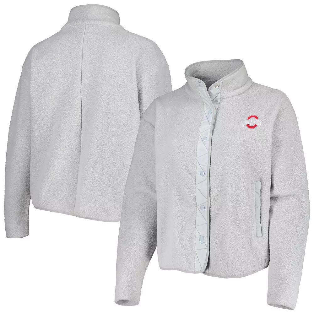 Womens Gray Ohio State Buckeyes Wheelhouse Sherpa Full-Snap Jacket Product Image