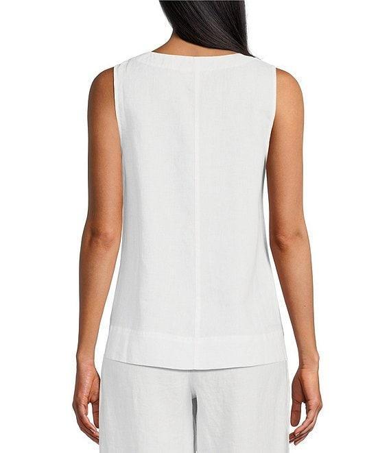 Tommy Bahama Coastalina Solid Linen Plain Weave V-Neck Sleeveless Tassel Tie Tank Product Image