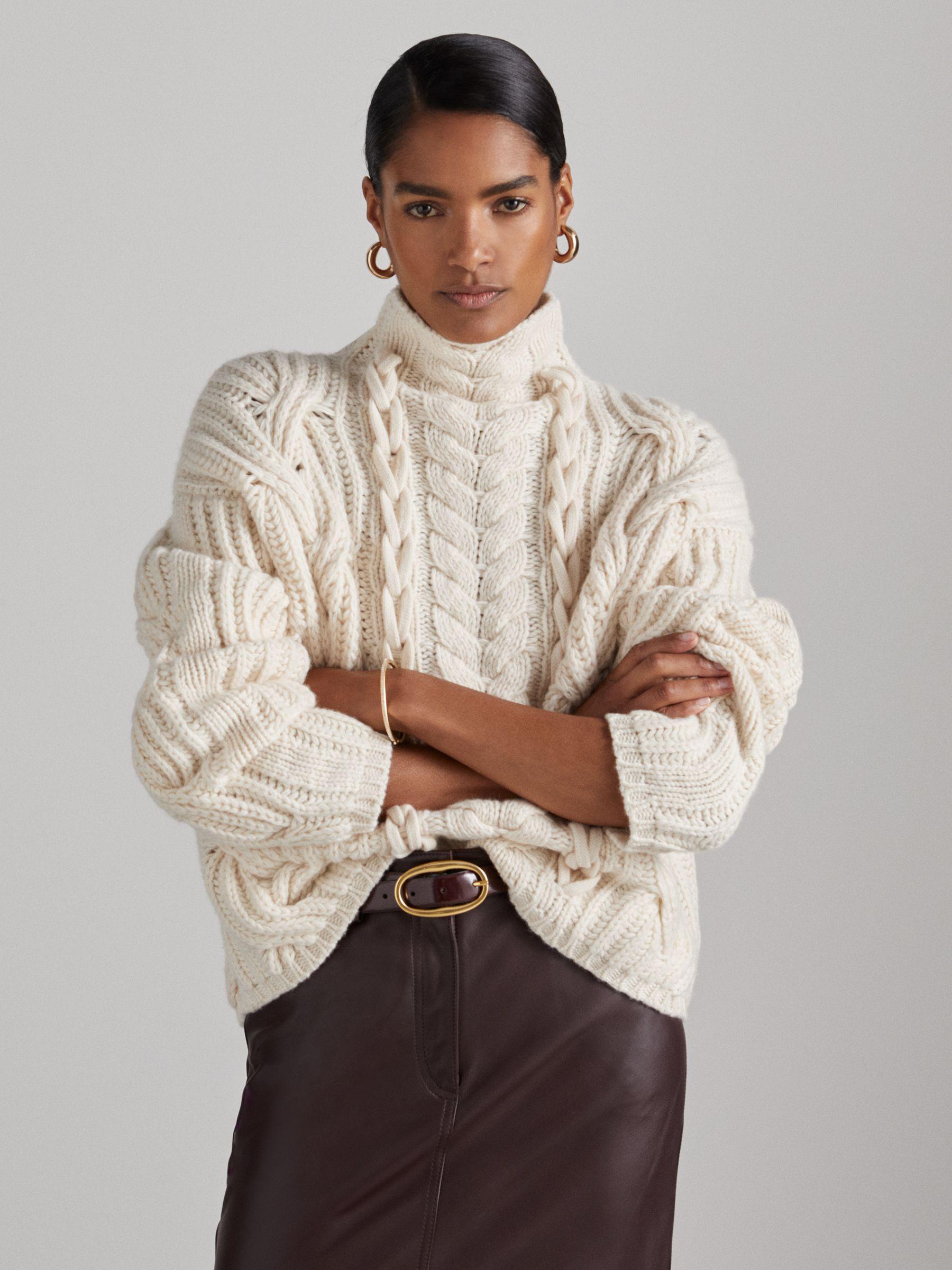 Atelier Wool and Cashmere Cabled Jumper in Cream Product Image