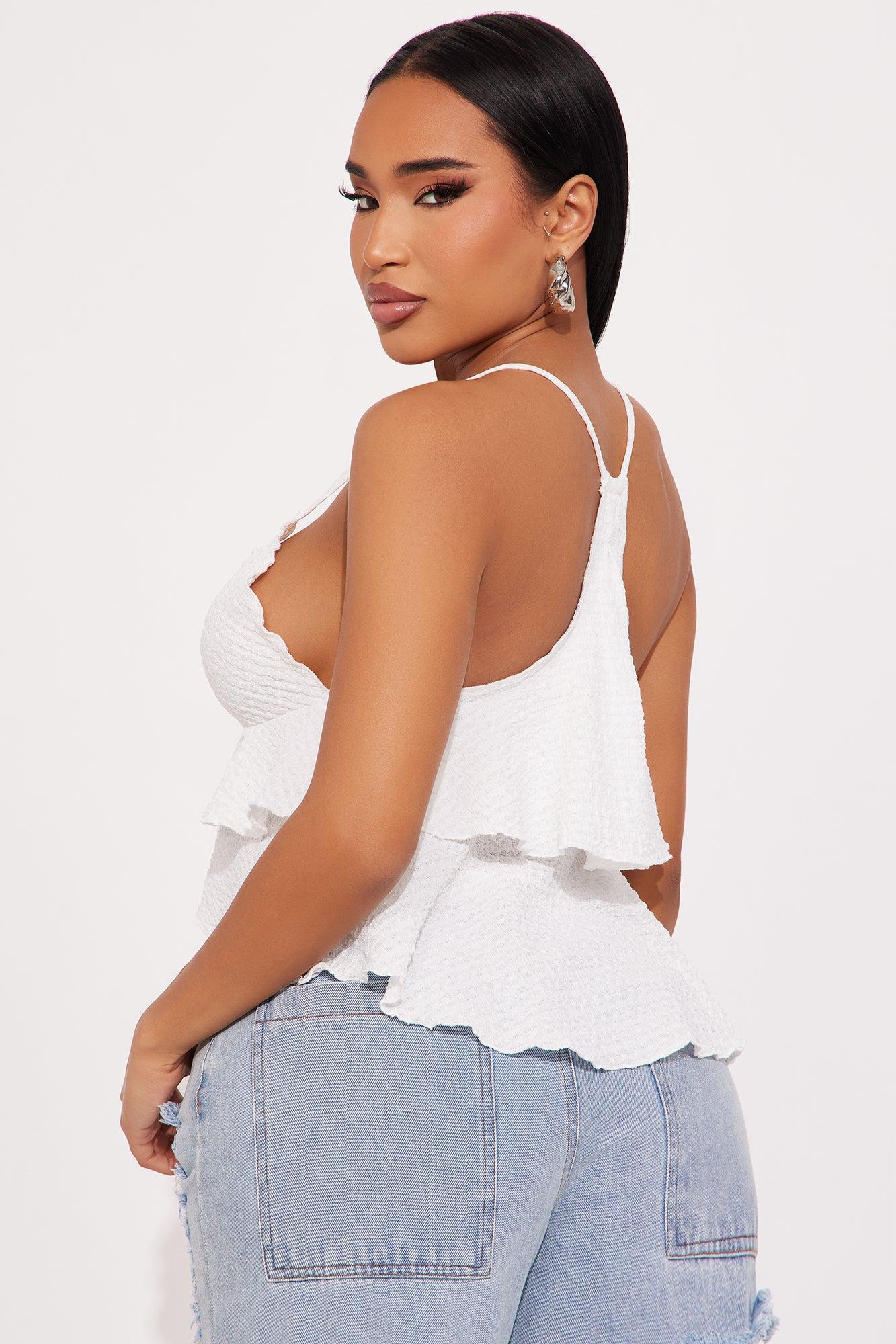 Evelynn Ruffle Top - Off White Product Image