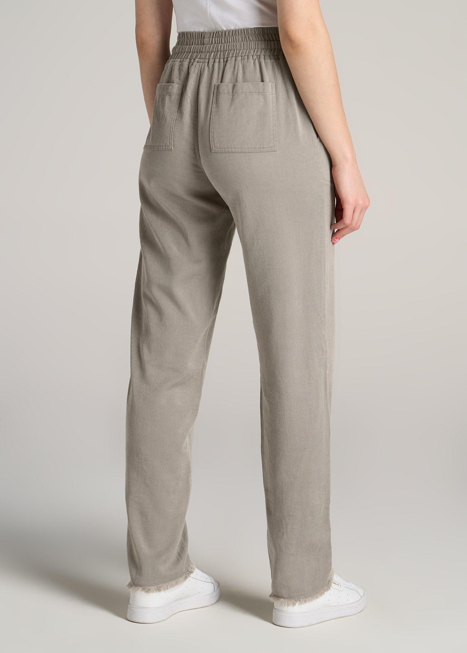 Patch Pocket Twill Pants for Tall Women in Taupe Grey Female Product Image