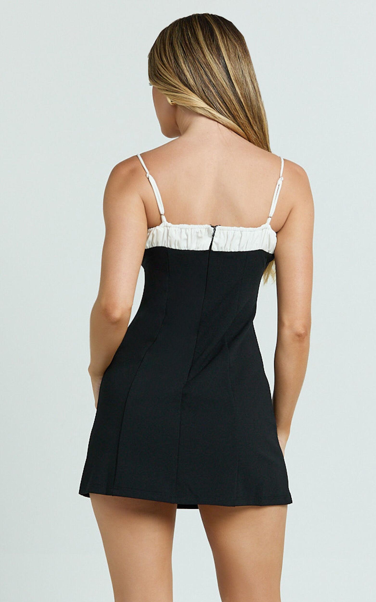 Makenzie Mini Dress - Tie Front A Line Dress in Black Product Image