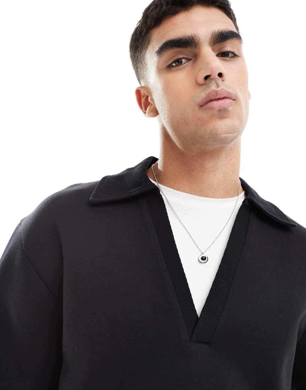 ASOS DESIGN oversized sweatshirt in black - part of a set Product Image