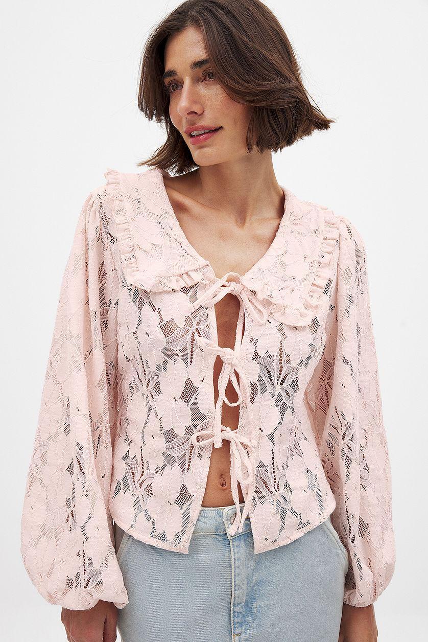 Balloon Sleeve Collar Blouse Product Image