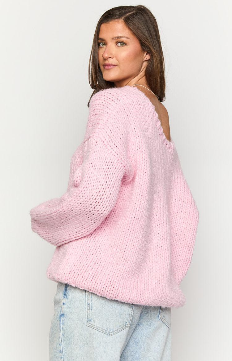 Delvey Light Pink Chunky Knit Sweater Product Image