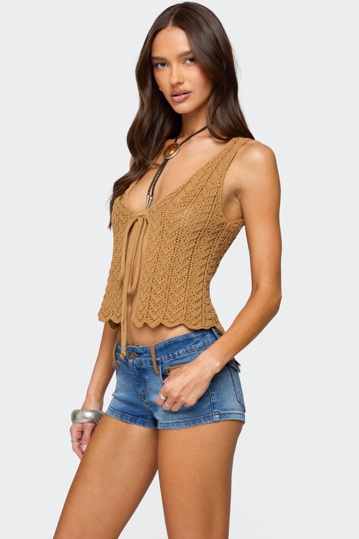 Sadiee Split Front Knit Top Product Image