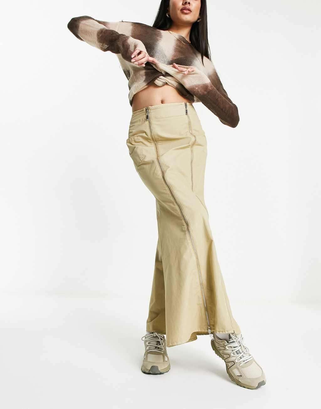 COLLUSION fishtail detail cargo maxi skirt Product Image