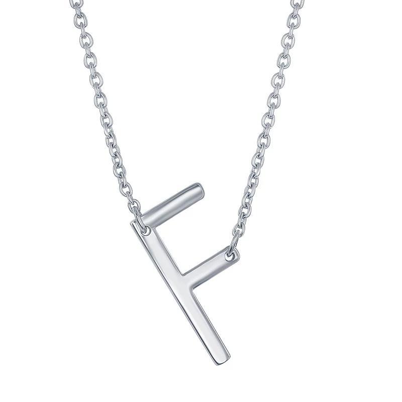 Sterling Silver Sideways Initial Necklace, Womens Sterling B Product Image