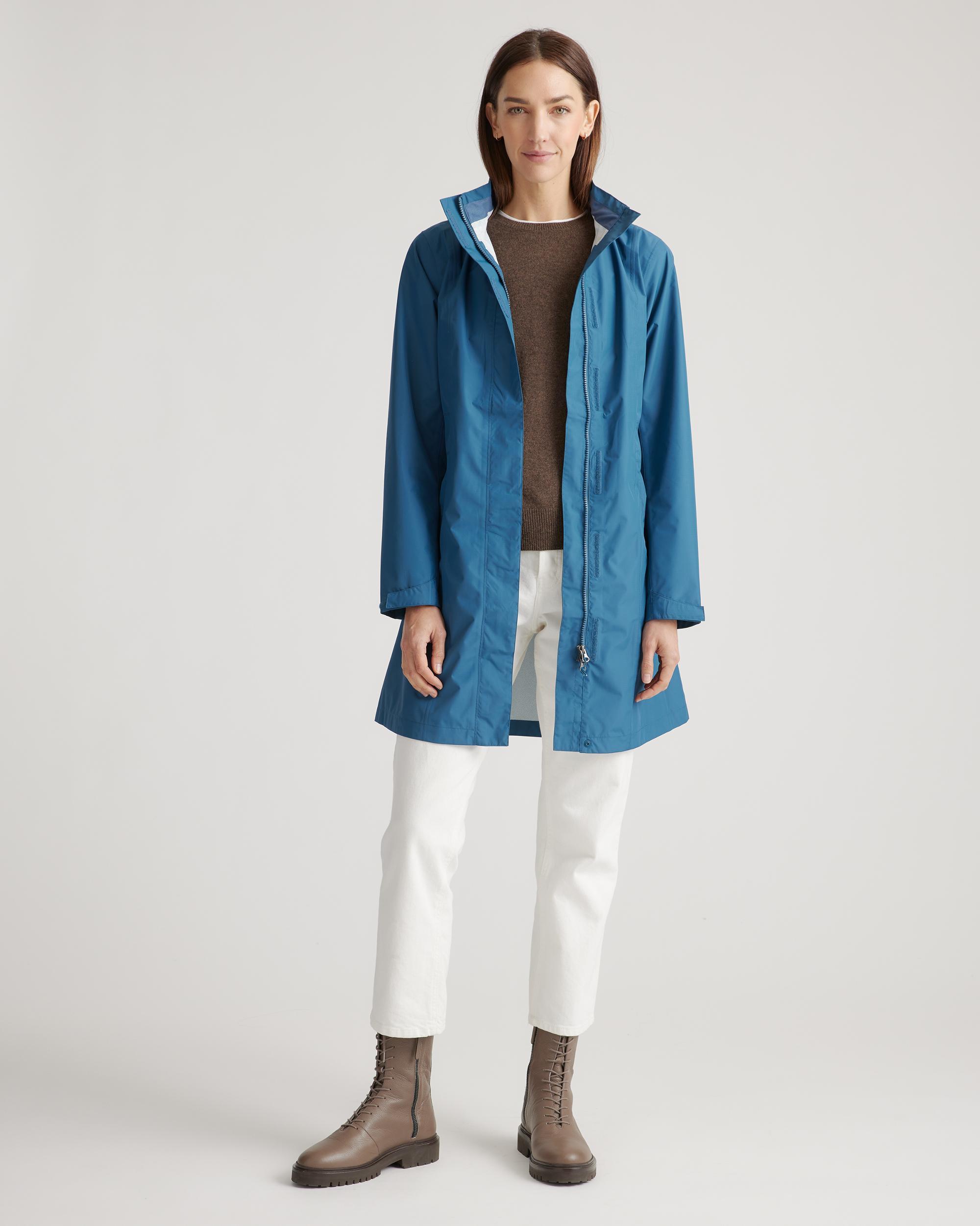 Quince | Women's Weatherproof Long Rain Shell Jacket Size XS, Polyester/Recycled Polyester Blend Product Image