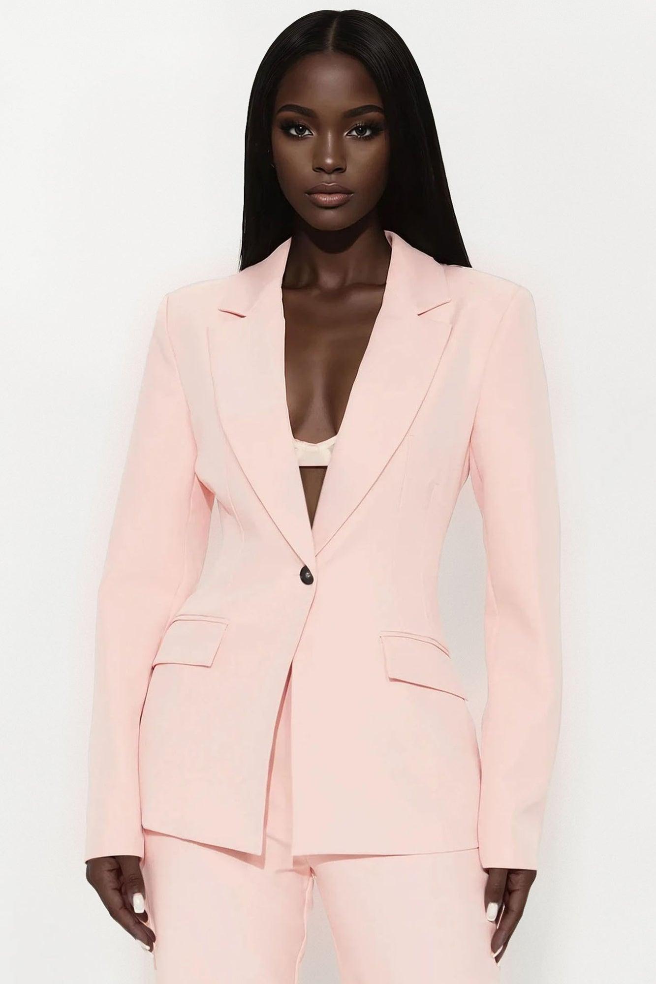 CEO Moves Fitted Waist Blazer And Pant Set - Pink Product Image