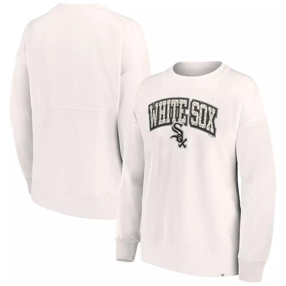 Women's Fanatics Branded Cream Chicago White Sox Leopard Pullover Sweatshirt, Size: XS, Beige Product Image
