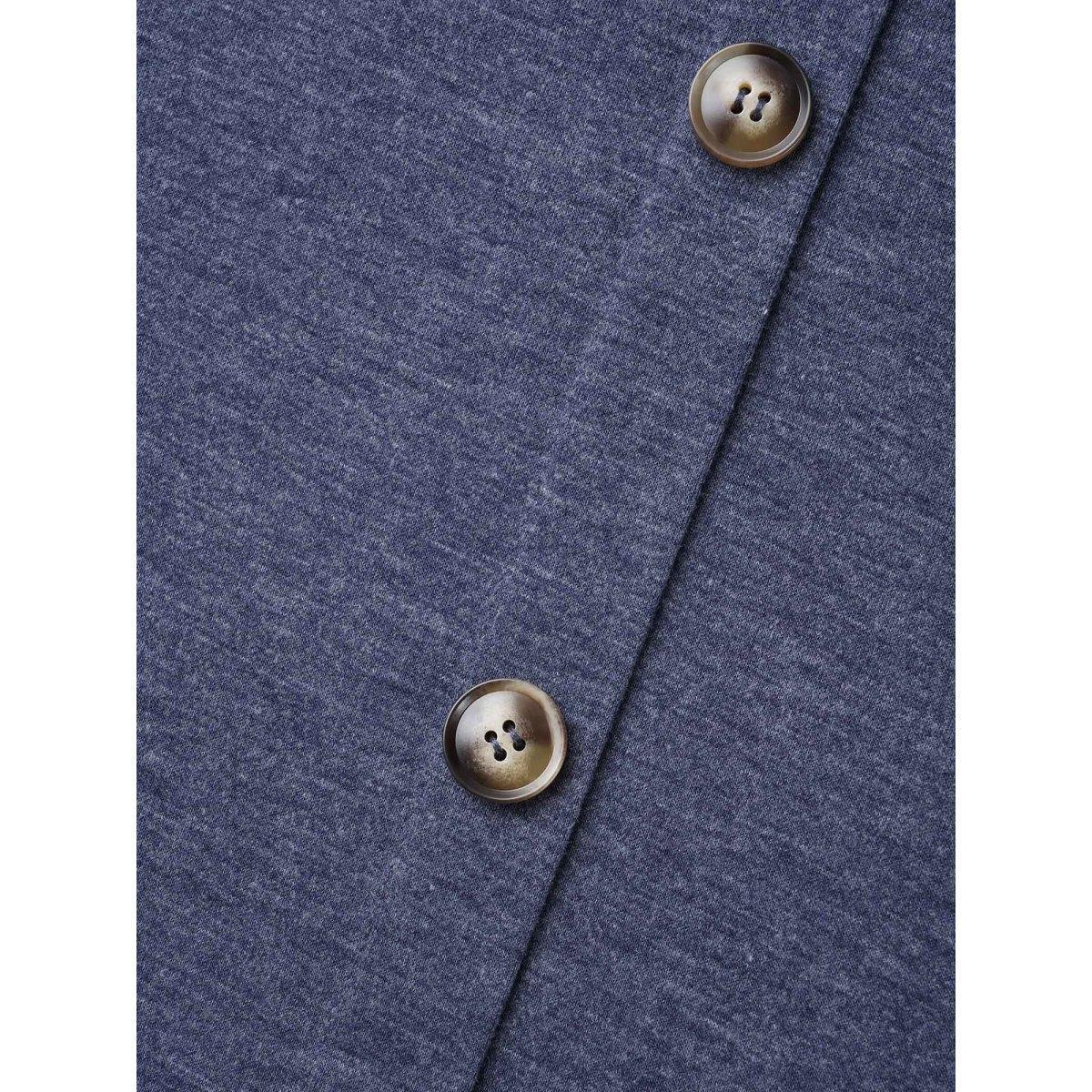Plus Size Side Buttons Round Neck Fitted T-Shirt Indigo Women Elegant Button Round Neck Everyday T-shirts BloomChic 10/M Product Image