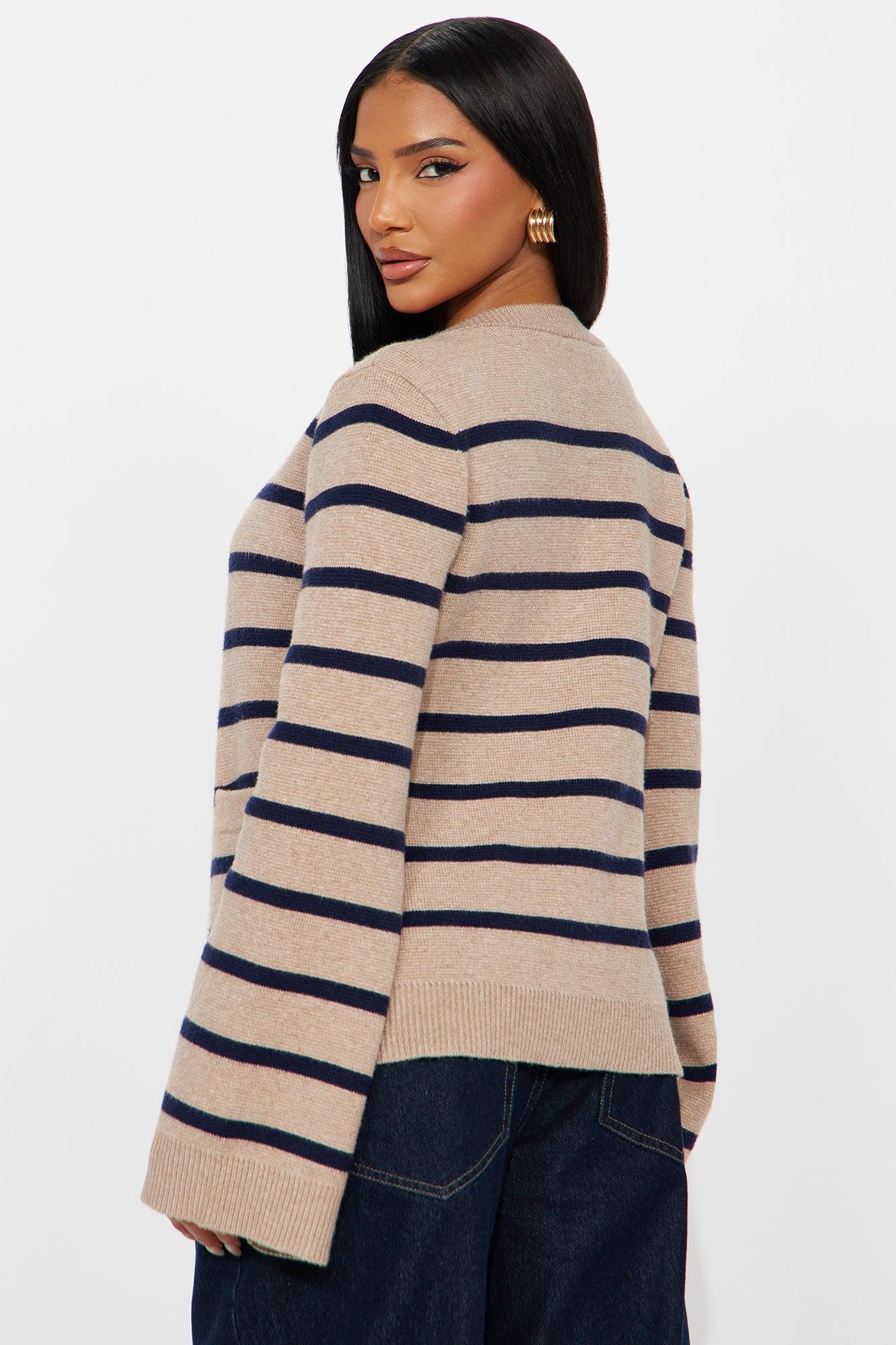Grace Bell Sleeve Cardigan - Taupe/combo Product Image