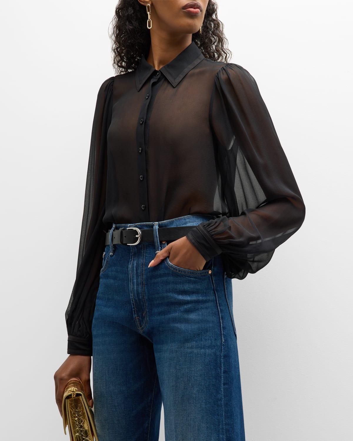 Alice and Olivia Roanne Blouson Sleeve Blouse Product Image