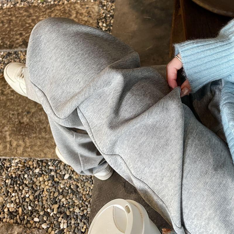 Drawstring Waist Plain Straight Leg Sweatpants (Various Designs) Product Image